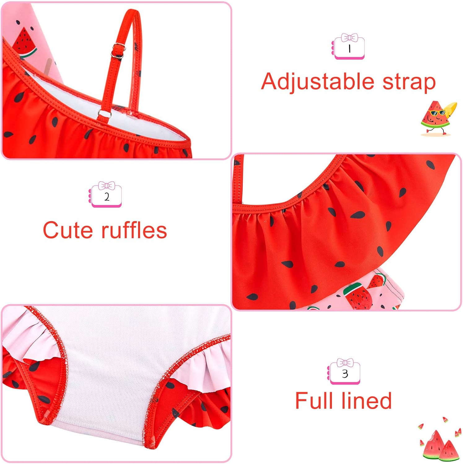 Funnycokid Baby Toddler Girls Swimsuit 4 Piece Bathing Suit Long Sleeve Rash Guard Sets 6 Months - 5 Years