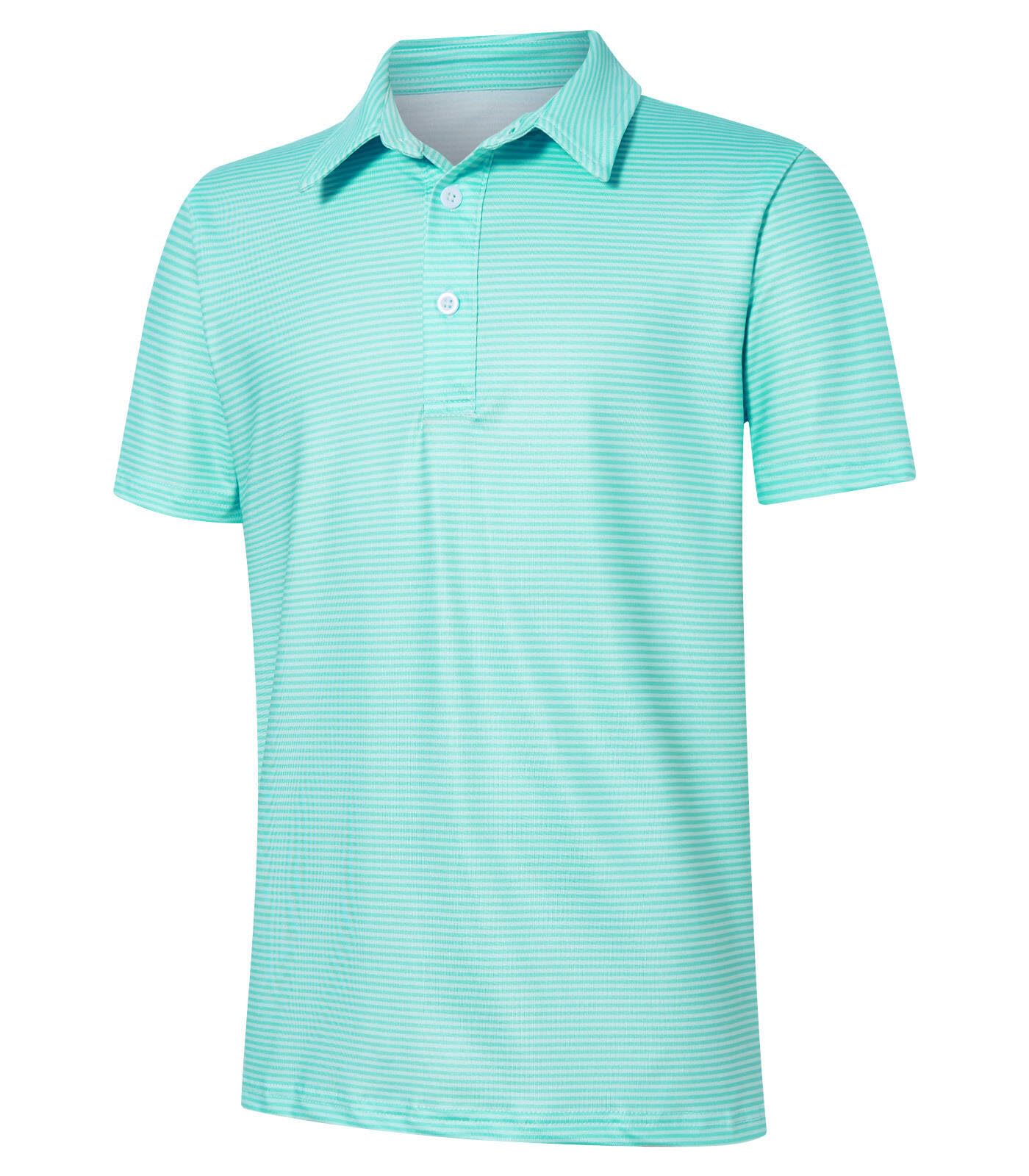 Boys Performance Polo Dry Fit Short Sleeve Golf Stripe Shirt for Active Casual Size 5-14