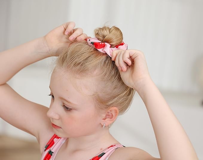 Gymnastics Leotards for Girls Dance Biketards Leotar with Hair Scrunchi 3-8Y