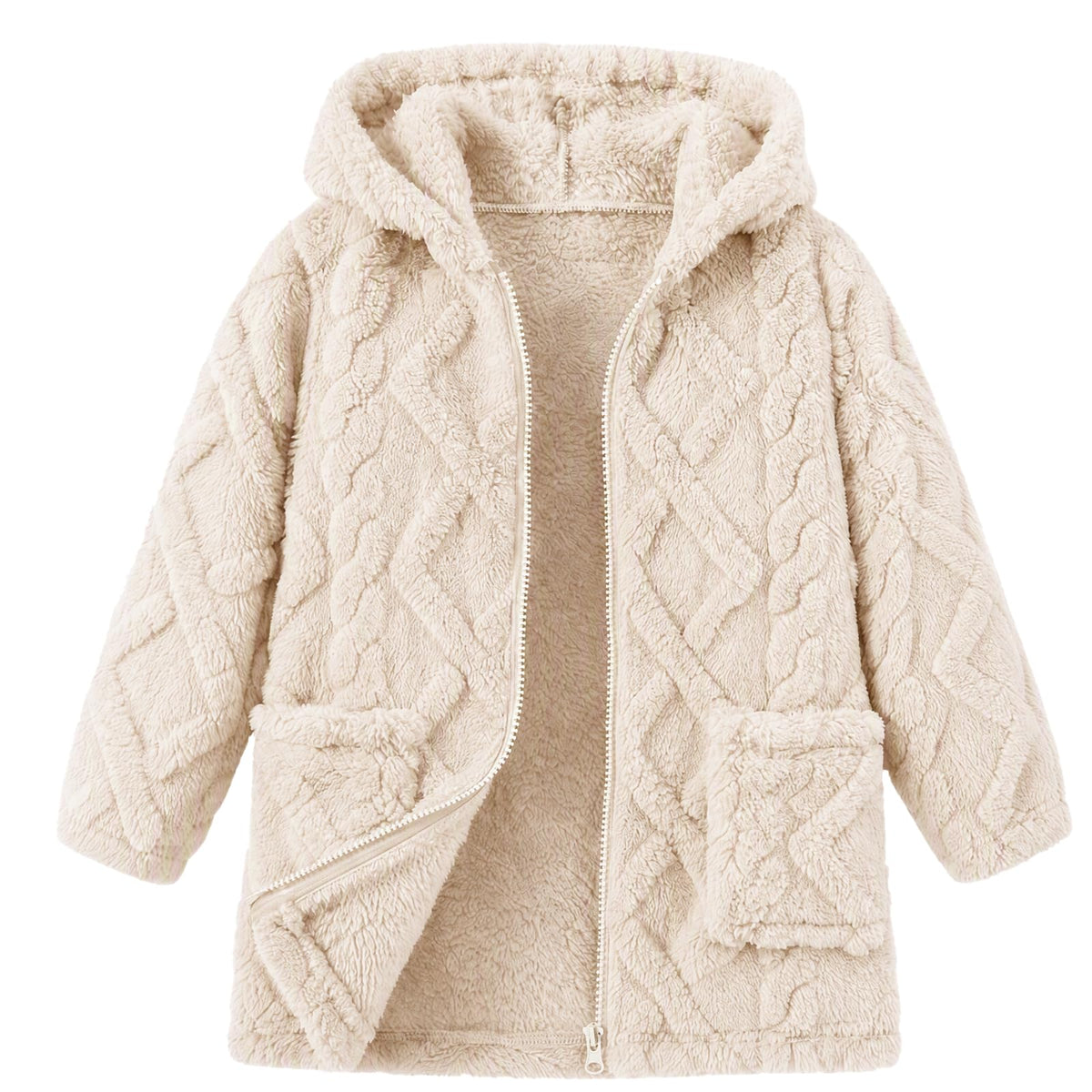 Toddler Girls Fleece Jacket Hooded Coats Winter Outwear 2-6 Years