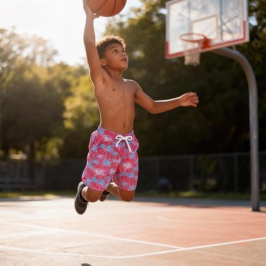 Cozople Boys Swim Trunks with Boxer Brief Liner Compression Swimwear Quick Dry Swim Shorts Bathing Suits 7-20 Years