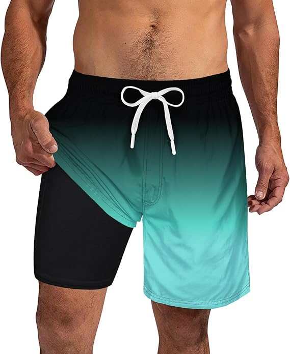 Cozople Mens Swim Trunks 7Inch with Compression Liner Quick Dry Swimsuit Swim Shorts Phone Pocket Swimwear