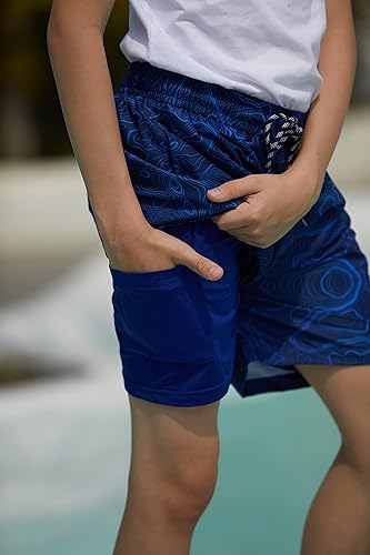 Cozople Boys Swim Trunks with Boxer Brief Liner Compression Swimwear Quick Dry Swim Shorts Bathing Suits 7-20 Years