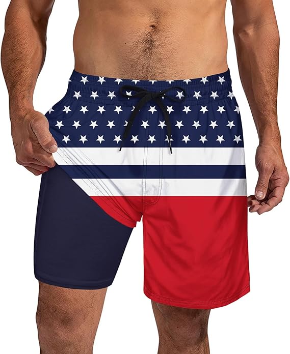 Cozople Mens Swim Trunks 7Inch with Compression Liner Quick Dry Swimsuit Swim Shorts Phone Pocket Swimwear