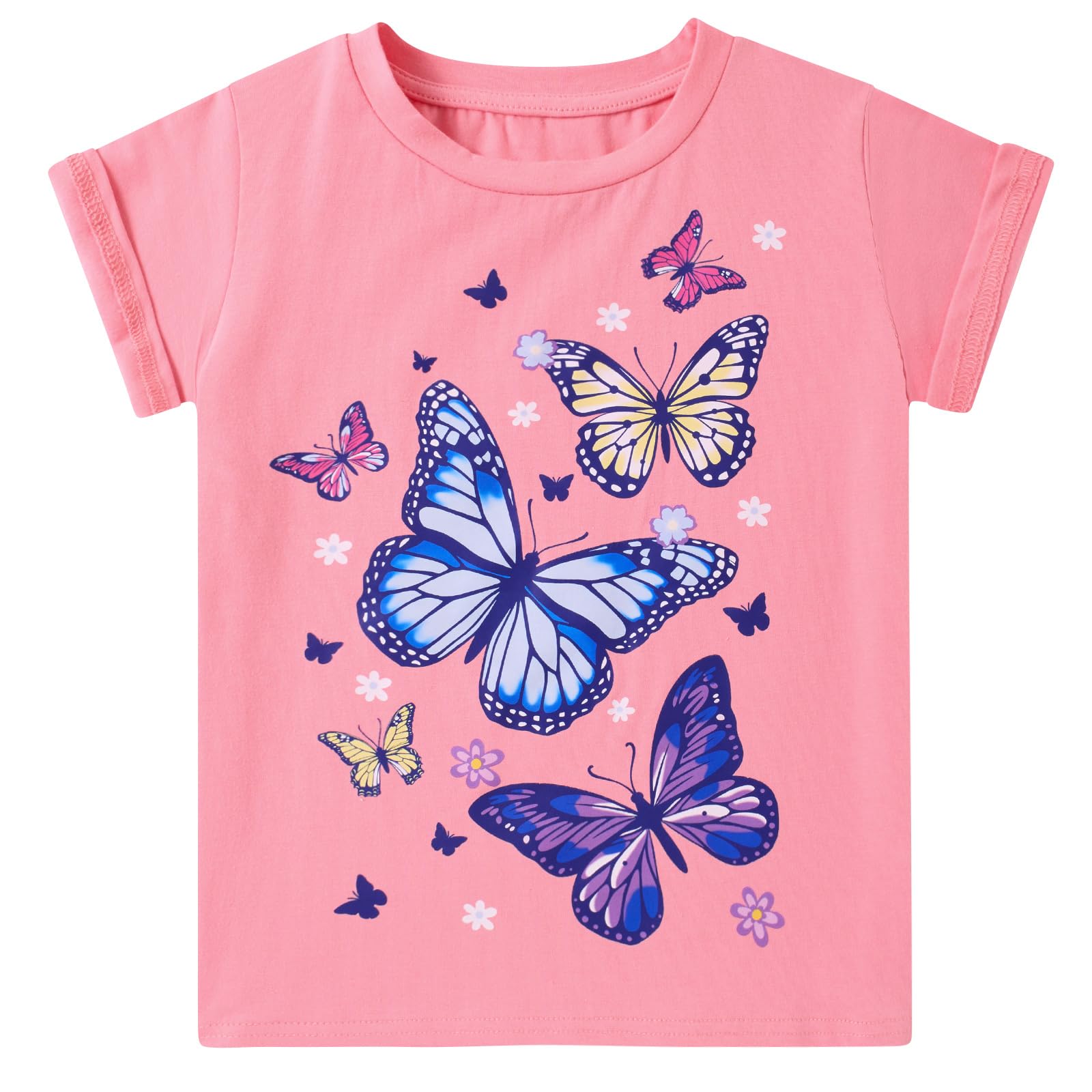 Funnycokid Little Girls T Shirt for Toddler 3-7 Years Kids Tee Graphic Short Sleeve Clothes Tops