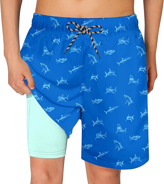 Cozople Boys Swim Trunks Compression Liner Swim Shorts Quick Dry Bathing Suit with Boxer Brief Swimwear 2-20T