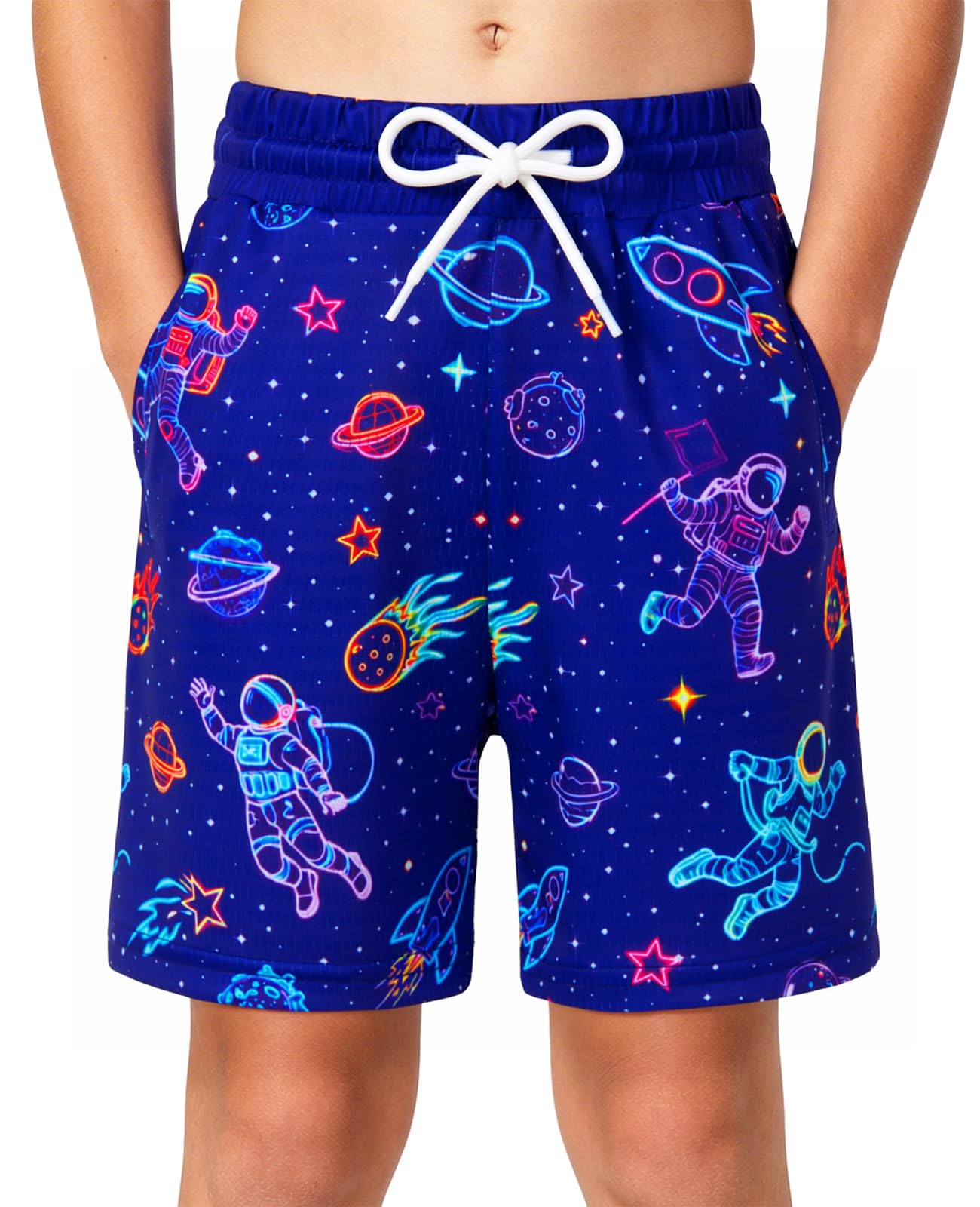 Cozople Boys Mesh Athletic Shorts Quick Dry Breathable 3D Print with Pocket | Boys Running Short Lightweight Stretchy Basketball Short with Drawstring Contrast Waist for 7-14 Years Kids Sport Training