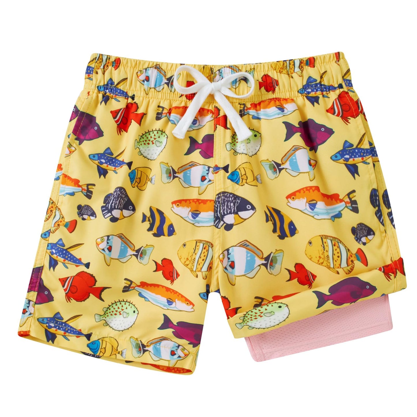 Cozople Boys Swim Trunks Compression Liner Swim Shorts Quick Dry Bathing Suit with Boxer Brief Swimwear 4-10T