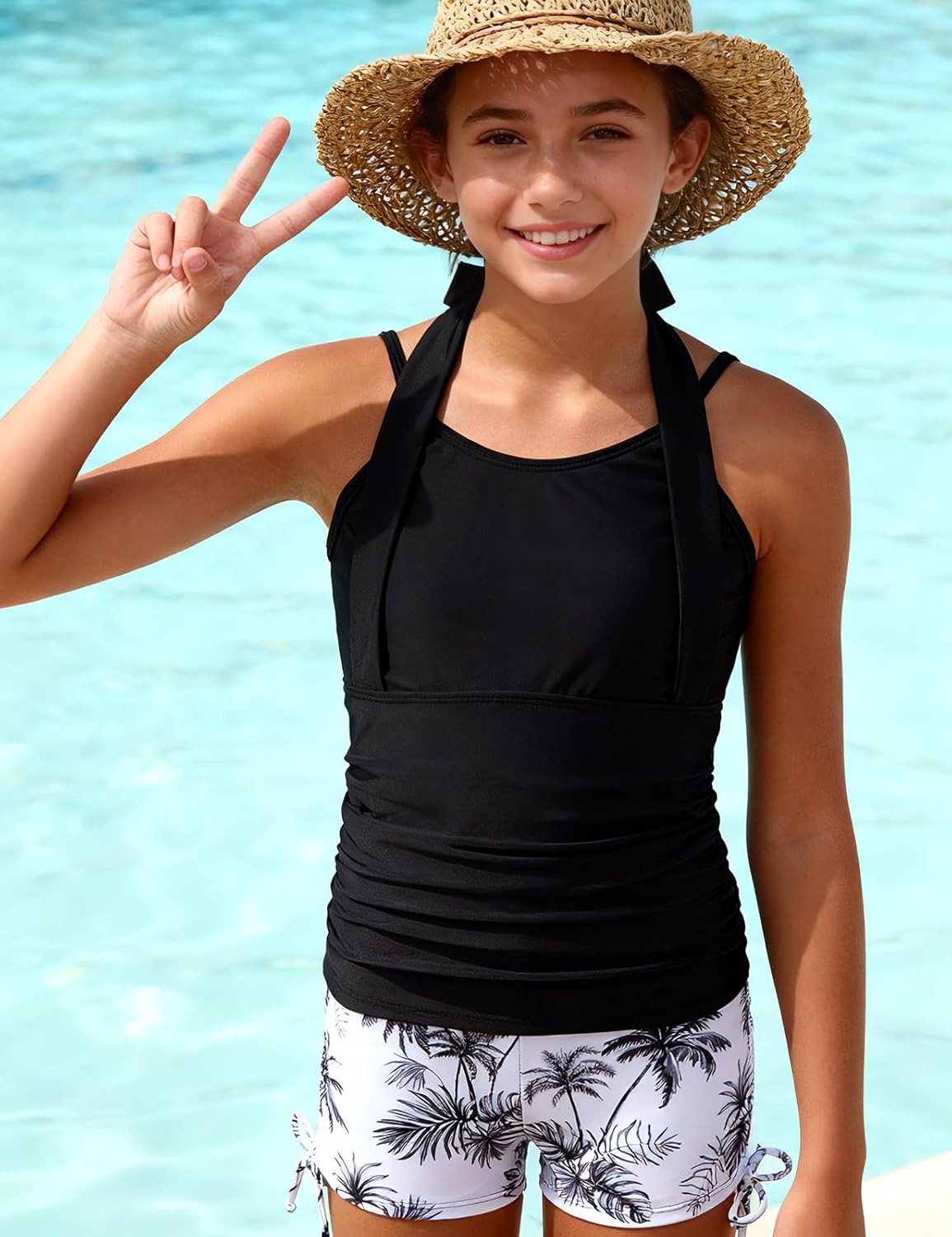 Girls Tankini Swimsuit 2 Piece Halterneck Bathing Suit for Teens Size 7-16