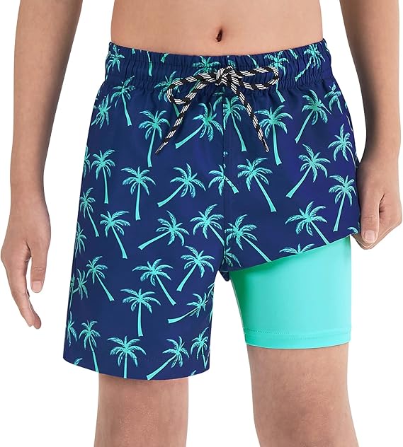 Cozople Boys Swim Trunks Compression Liner Swim Shorts Quick Dry Bathing Suit with Boxer Brief Swimwear 2-20T