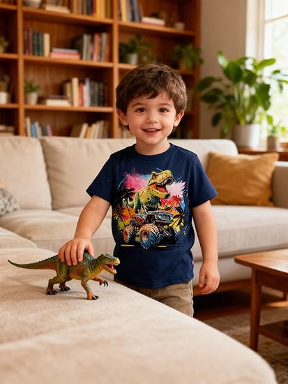 Funnycokid Toddler Boys Shirts Graphic T-Shirt Kids Short Sleeve Tees 2-6 Years