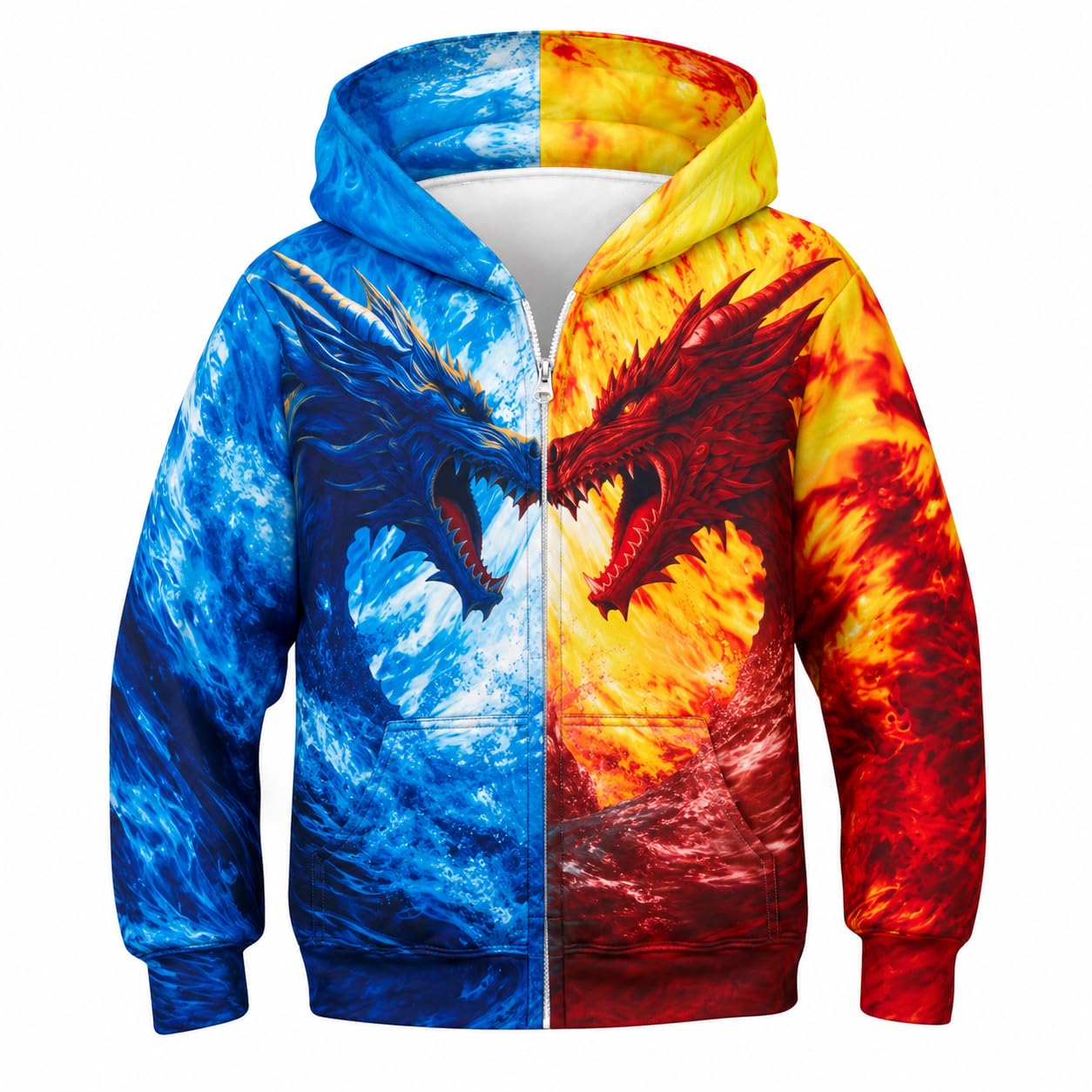 TUONROAD Boys Hoodies Sweatshirt Cool Pullover with Pockets Size 6-14 Years | Full zipper, 3D graphic prints, kangaroo pocket, polyester spandex, school and casual layering,Size 6-14