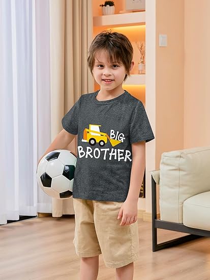 Funnycokid Big Brother T Shirt for Toddler Boys Tee Construction Promoted Short Sleeve 1-6 Years