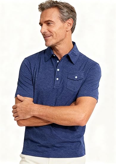 Cozople Men's Performance Polo Shirts Short Sleeve Solid Retro Golf Shirt for Men Dry Fit Players Shirt with Pocket