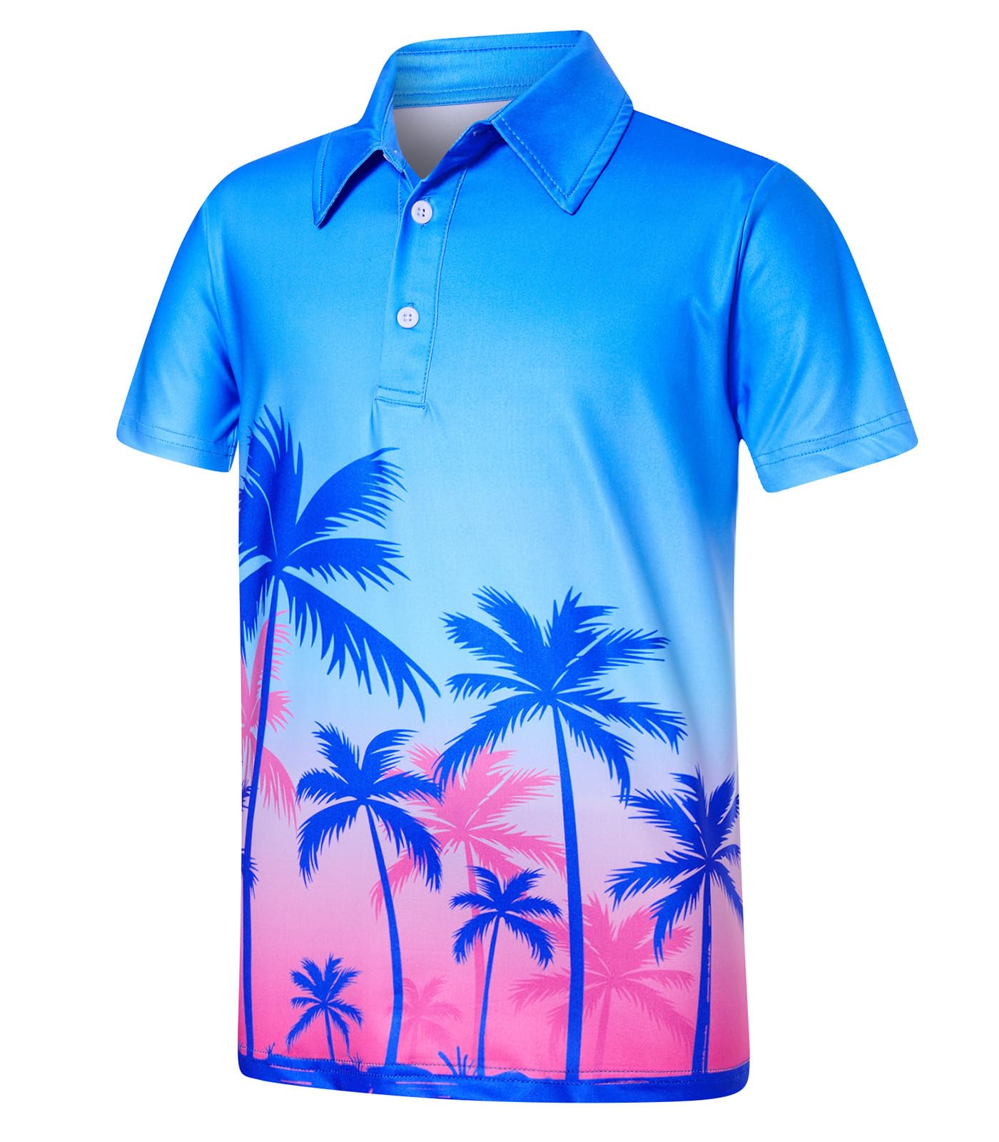 westwolf Boys Hawaiian Polo Shirt Short Sleeve Golf Clothes 5-14T