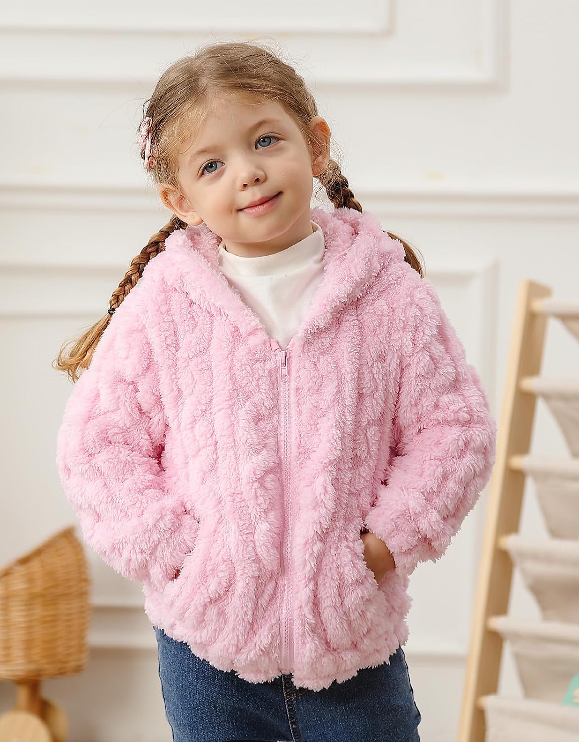Toddler Fleece Jacket Girls Warm Coats Winter Outerwear 2-6 Years