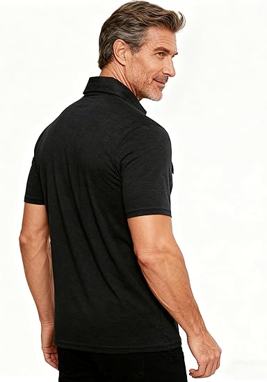 Cozople Men's Performance Polo Shirts Short Sleeve Solid Retro Golf Shirt for Men Dry Fit Players Shirt with Pocket