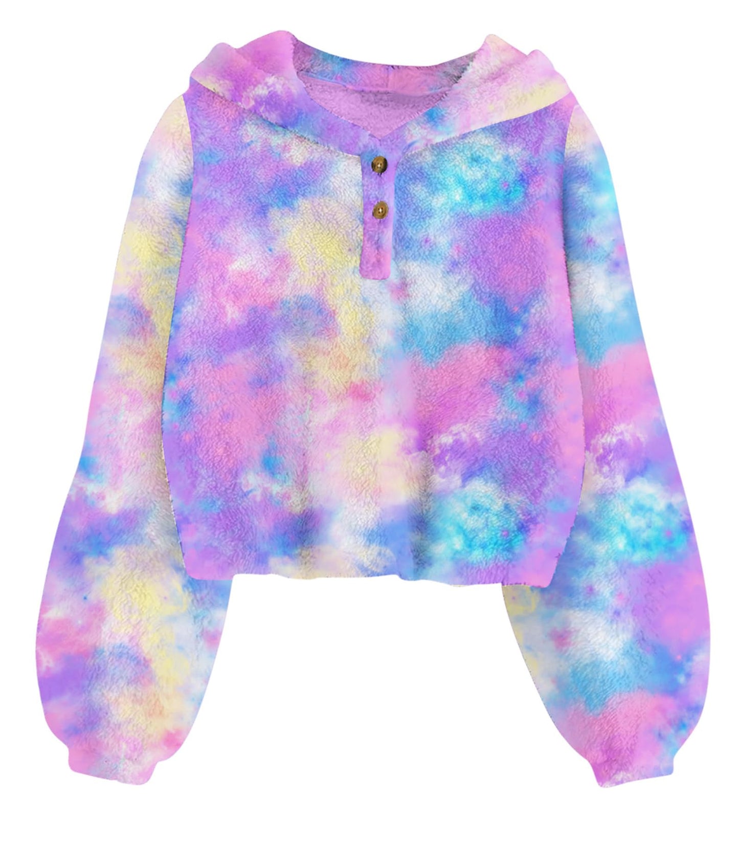 TUONROAD Girl's Fuzzy Hoodies Warm Loose Button Pullover Oversized Sherpa Jacket Coat