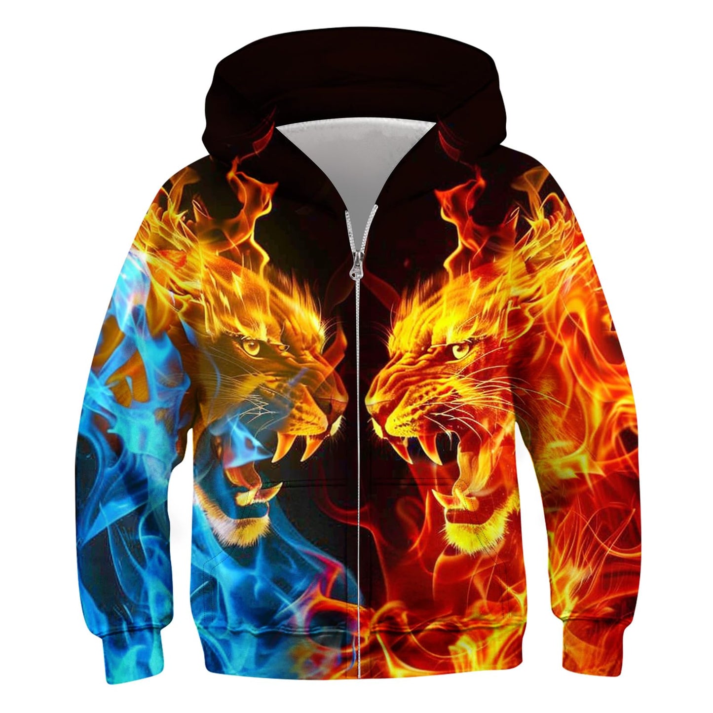 TUONROAD Boys Hoodies Sweatshirt Cool Pullover with Pockets Size 6-14 Years | Full zipper, 3D graphic prints, kangaroo pocket, polyester spandex, school and casual layering,Size 6-14