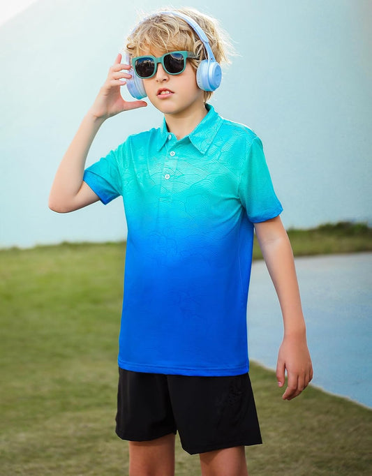 westwolf Boys Hawaiian Polo Shirt Short Sleeve Golf Clothes 5-14T