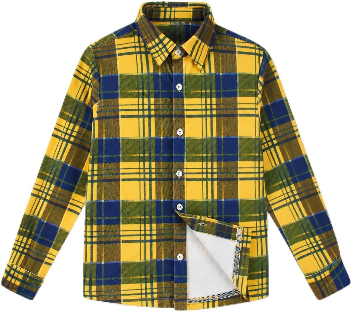 Cozople Boys Long Sleeve Plaid Flannel Button Down Shirt for 7-14 Years