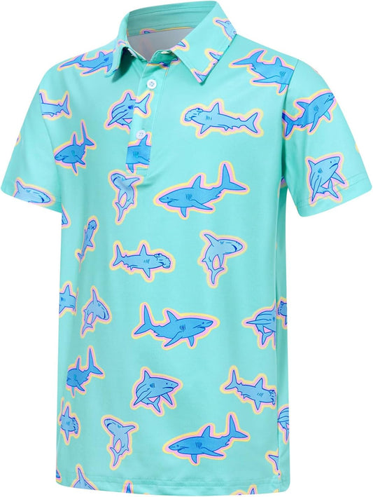 Boys Performance Polo Shirt Short Sleeve Golf Clothes for Hawaiian Active Casual Size 5-14