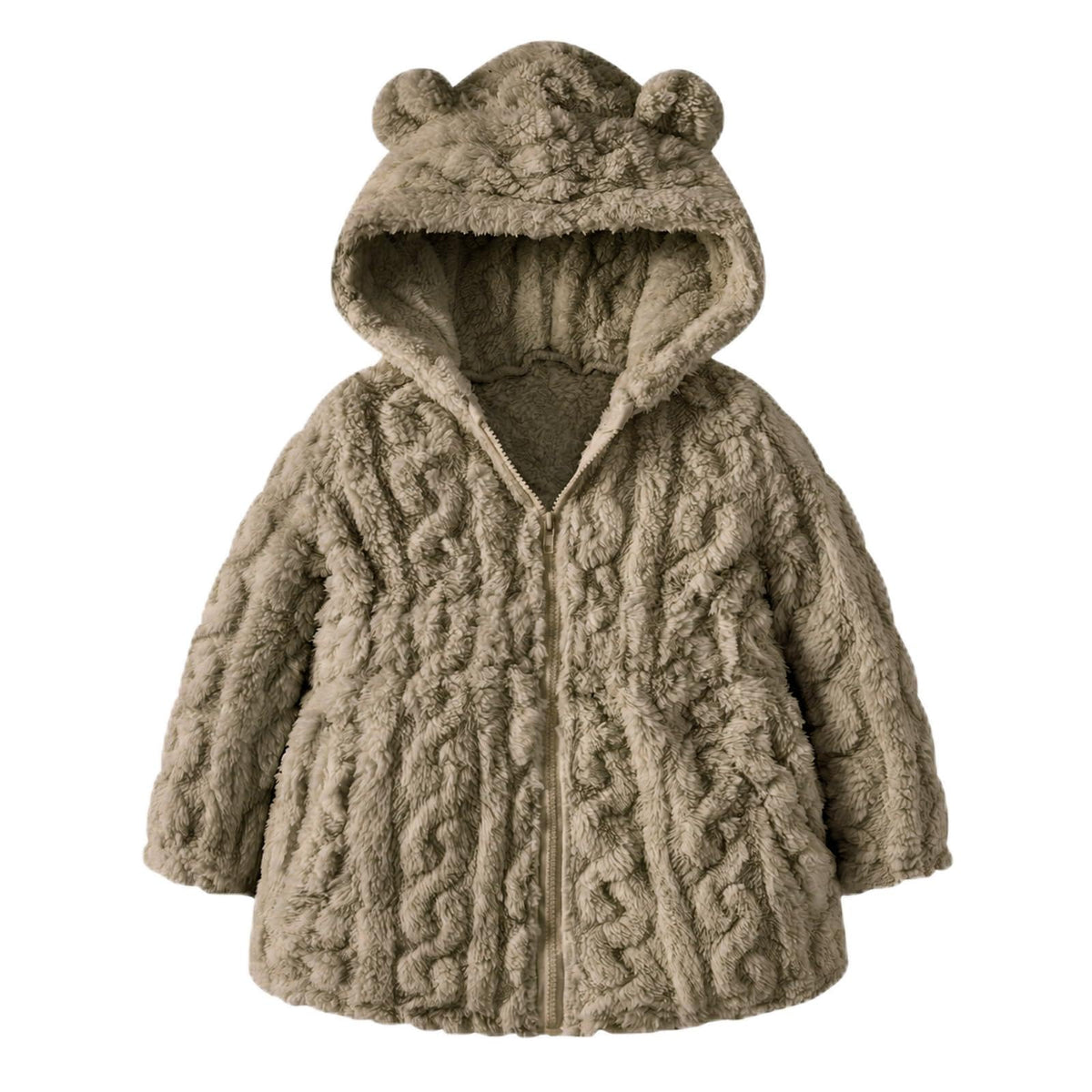 Toddler Girls Fleece Jacket Hooded Zip-up Warm Coats 2-6 Years