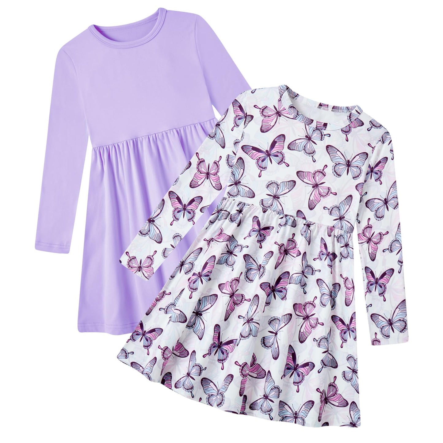 Funnycokid Toddler Girls Dress Long Sleeve Clothes Kids 3-7 Years