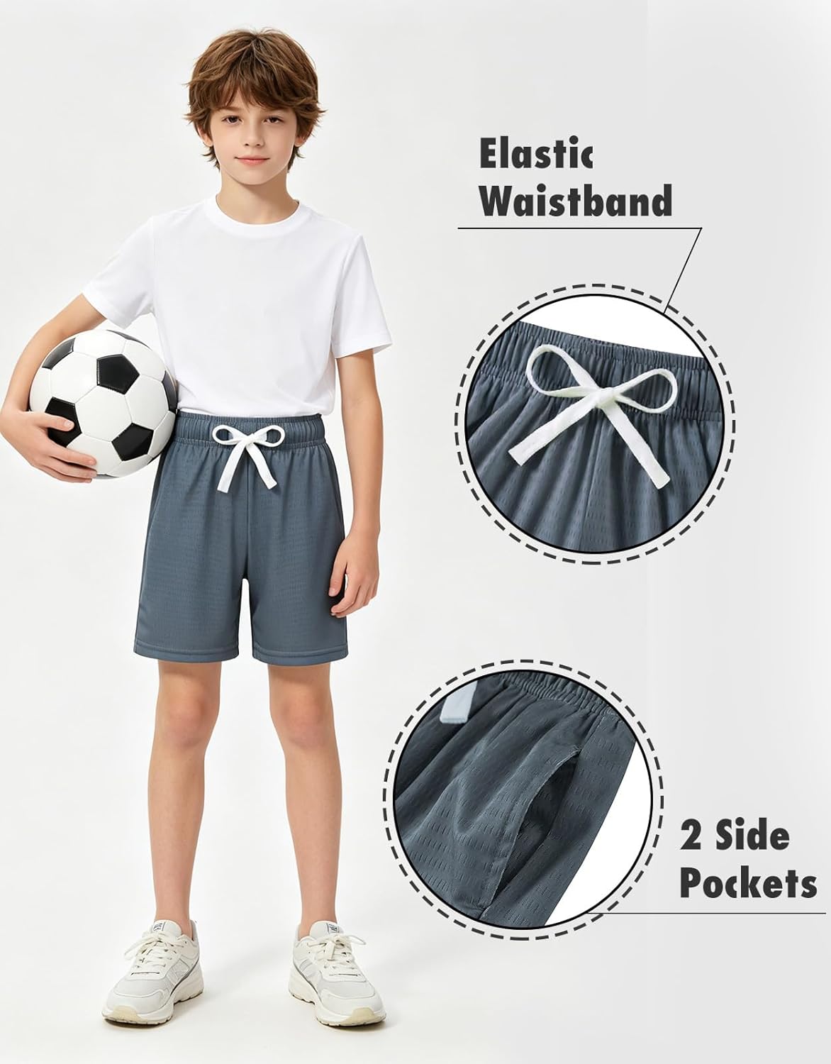 Boys Mesh Athletic Shorts Quick Dry Lightweight Breathable Mesh Shorts with Pockets for Basketball Gym Running Sports