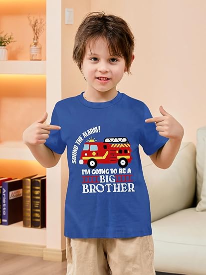 Funnycokid Big Brother T Shirt for Toddler Boys Tee Construction Promoted Short Sleeve 1-6 Years