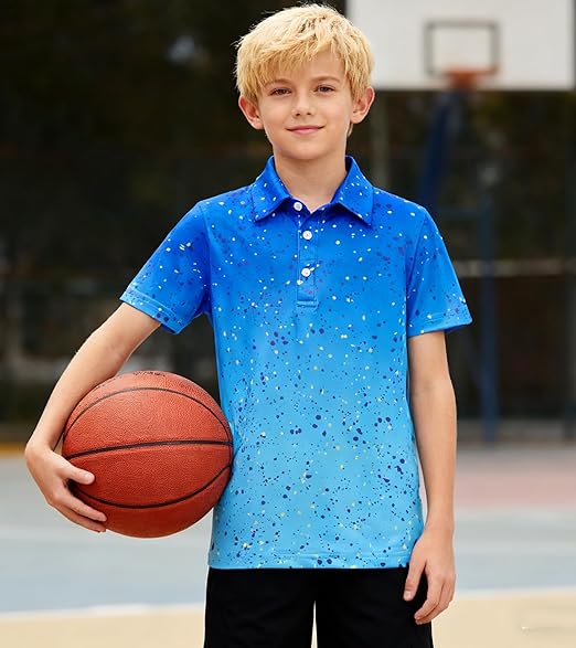 uideazone Boys Polo Shirts Dry Fit Performance Golf Short Sleeve Casual School Uniform Size 5-14