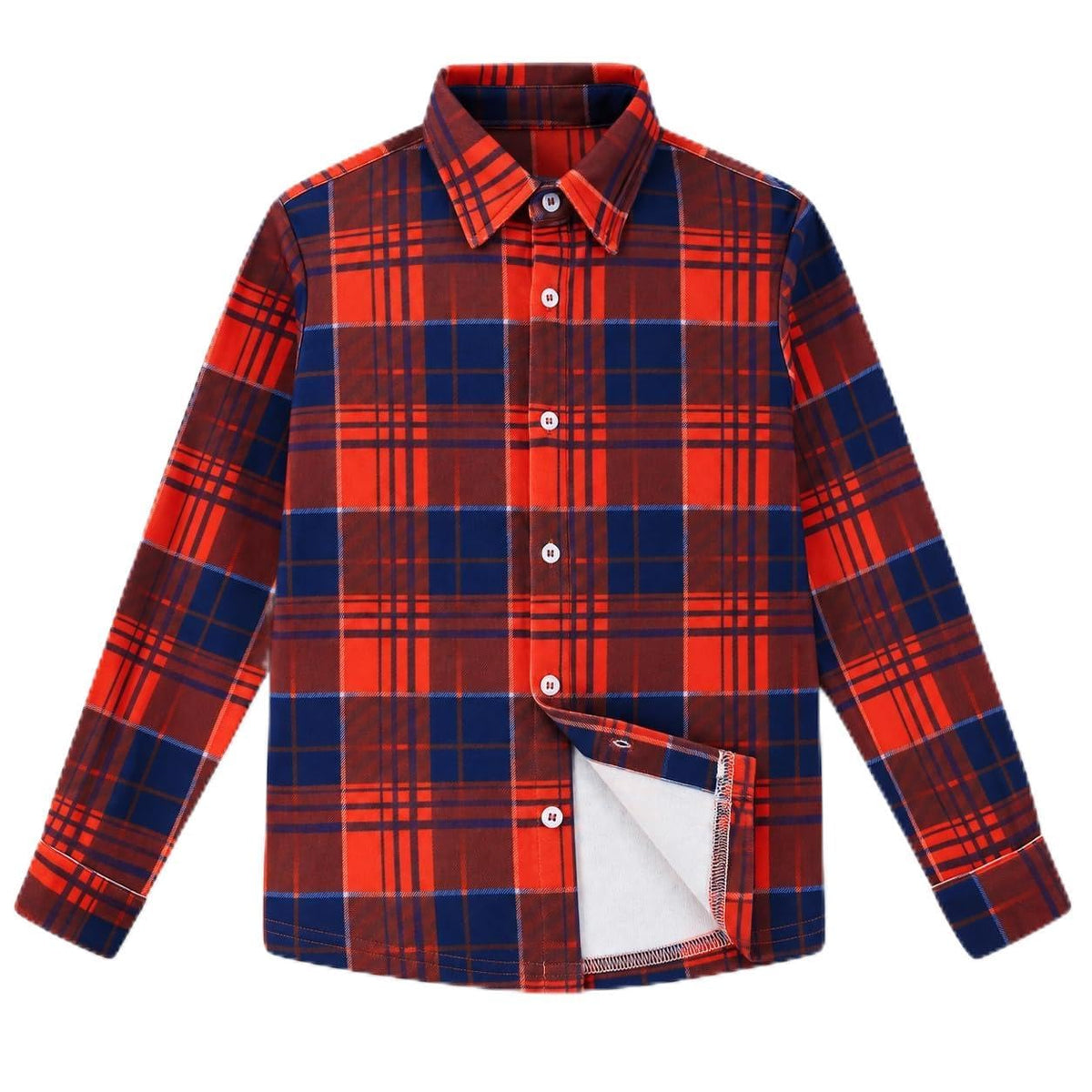 Cozople Boys Long Sleeve Plaid Flannel Button Down Shirt for 7-14 Years