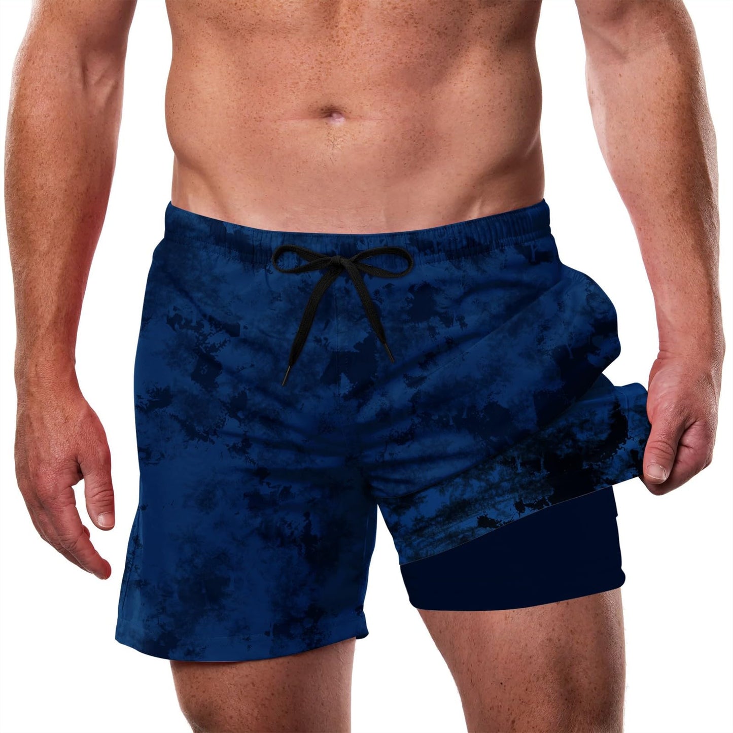 Cozople Mens Swim Trunks with Compression Liner 5.5" Inseam Quick Dry Bathing Suit Lightweight Swimming Shorts