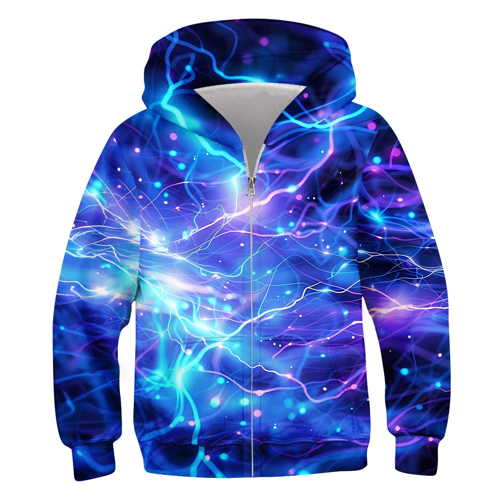 TUONROAD Boys Hoodies Sweatshirt Cool Pullover with Pockets Size 6-14 Years | Full zipper, 3D graphic prints, kangaroo pocket, polyester spandex, school and casual layering,Size 6-14