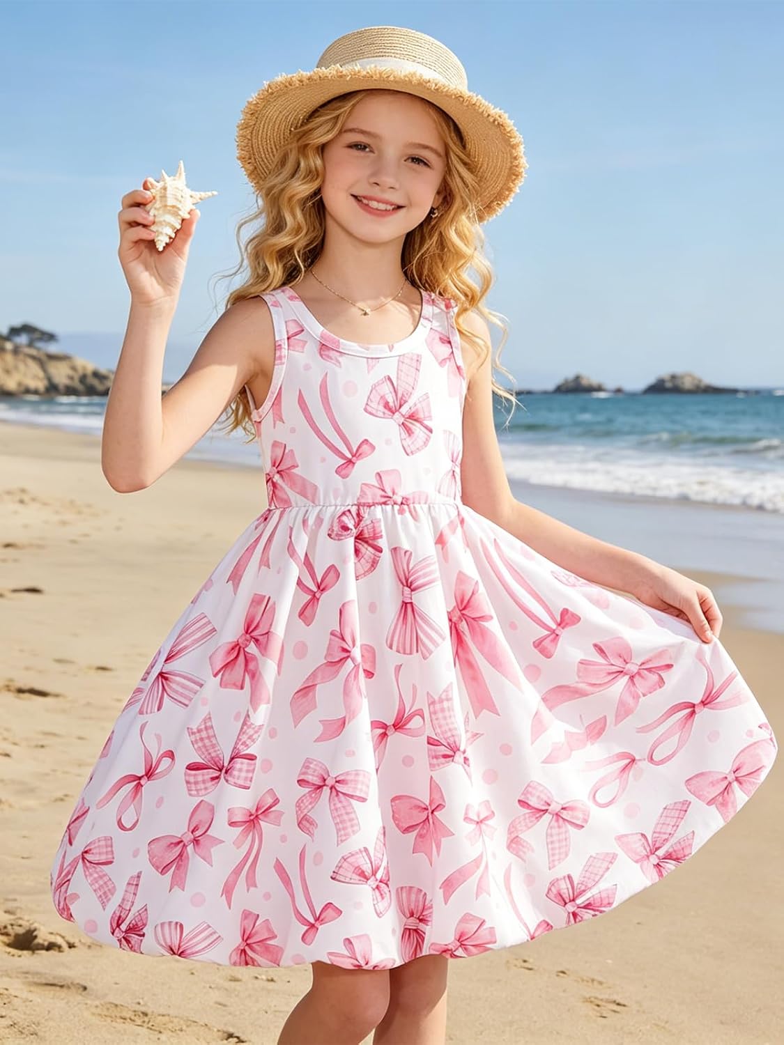 RAISEVERN 7-14Y Girls Bubble Dress with Pockets and Cardigan 2 Piece Set | Tween Trendy Clothes, Kids Graduation Dresses for Girl, Skin-Friendly Fabric, Ideal for Gift, Picture Day Outfits for School