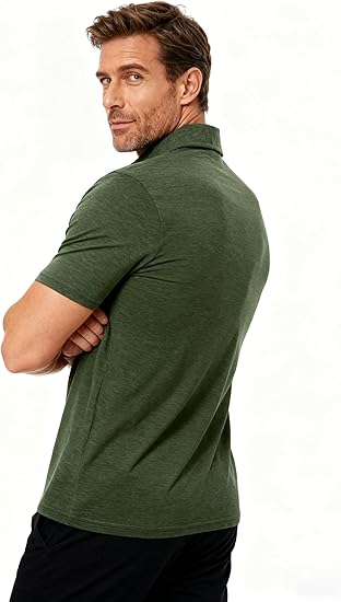 Cozople Men's Performance Polo Shirts Short Sleeve Solid Retro Golf Shirt for Men Dry Fit Players Shirt with Pocket