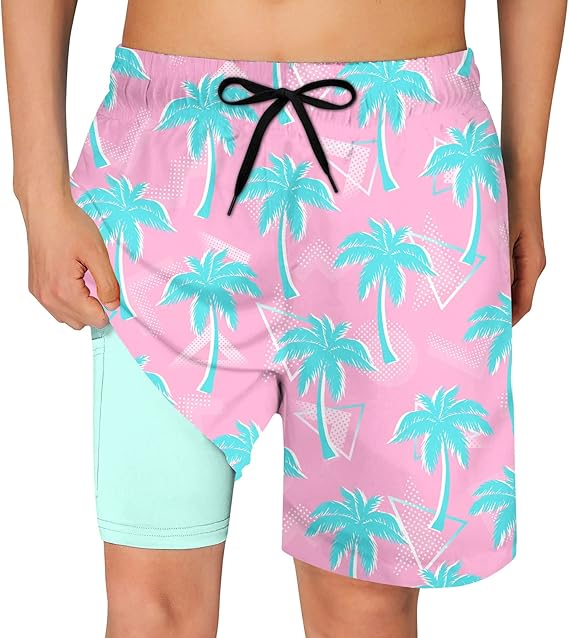 Cozople Boys Swim Trunks Compression Liner Swim Shorts Quick Dry Bathing Suit with Boxer Brief Swimwear 2-20T