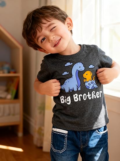 Funnycokid Big Brother T Shirt for Toddler Boys Tee Construction Promoted Short Sleeve 1-6 Years