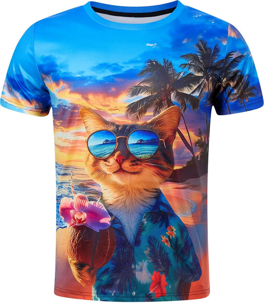 RAISEVERN Mens T-Shirts Cool Novelty Crewneck Short Sleeve Funny Graphic Top Casual Tees for Women
