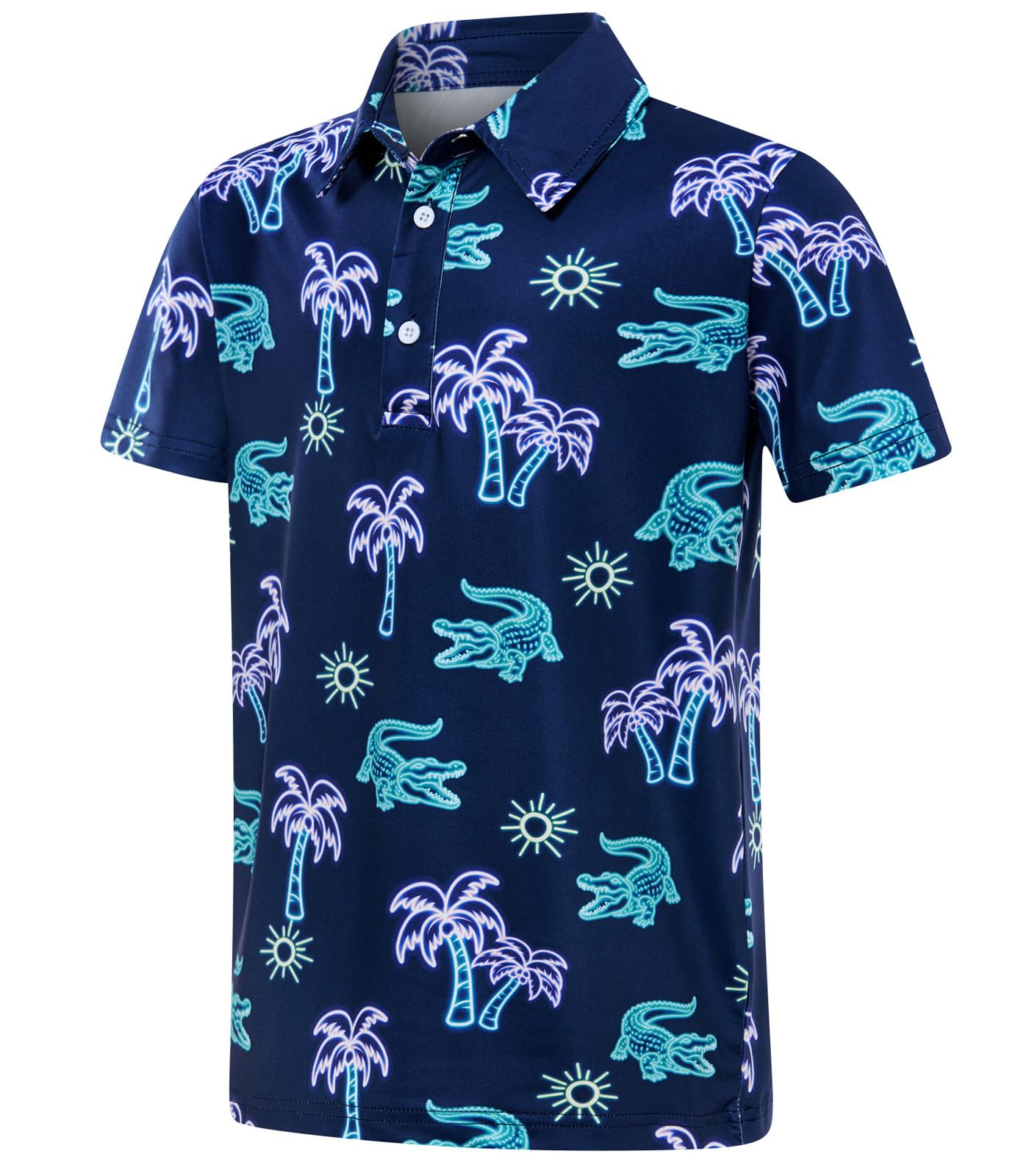 Boys Performance Polo Shirt Short Sleeve Golf Clothes for Hawaiian Active Casual Size 5-14