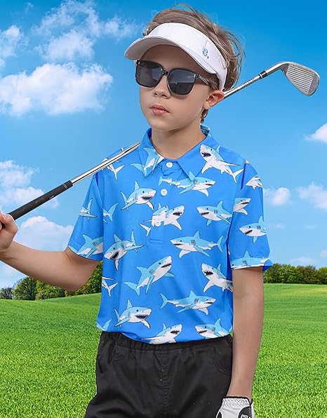 Boys Performance Polo Shirt Short Sleeve Golf Clothes for Active Casual Size 5-14