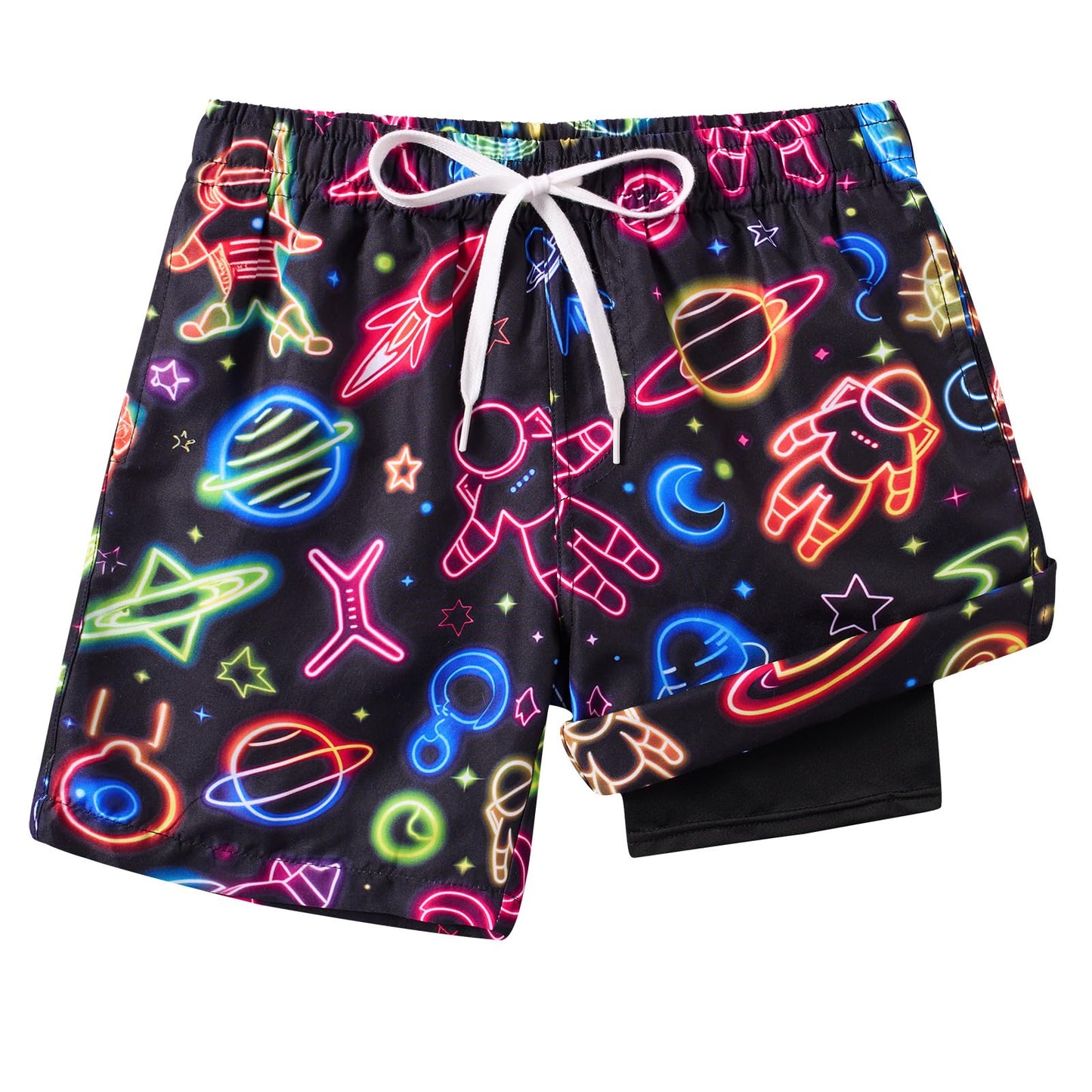 Cozople Boys Swim Trunks Compression Liner Swim Shorts Quick Dry Bathing Suit with Boxer Brief Swimwear 4-10T