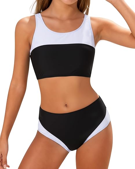 Kids4ever Girls Swimsuit 2 Piece Color Block Teen Bathing Suit Girl's Bikini Set Size 9-16Y