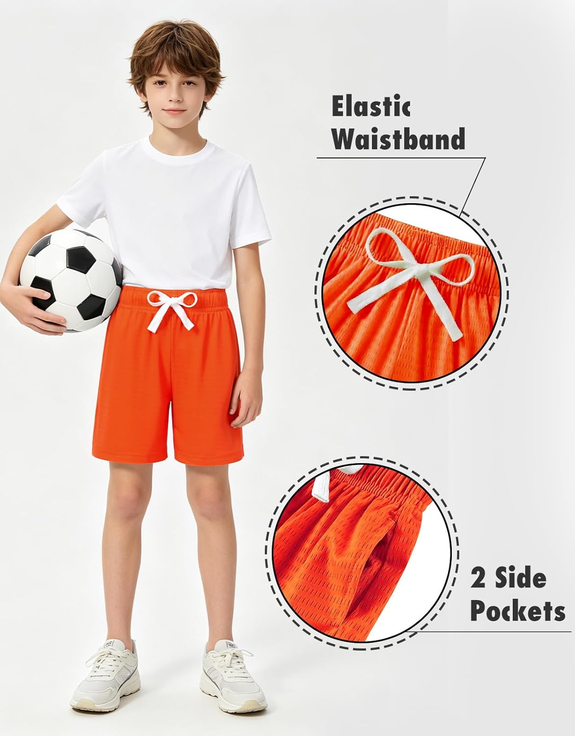 Boys Mesh Athletic Shorts Quick Dry Lightweight Breathable Mesh Shorts with Pockets for Basketball Gym Running Sports