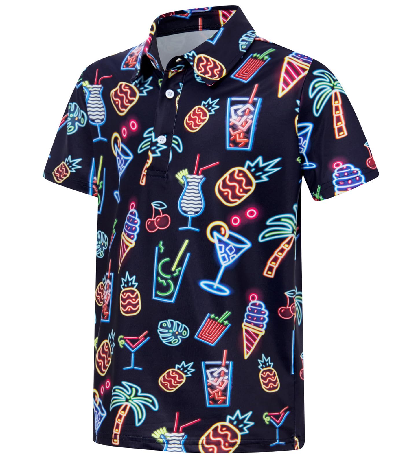 Boys Performance Polo Shirt Short Sleeve Golf Clothes for Hawaiian Active Casual Size 5-14