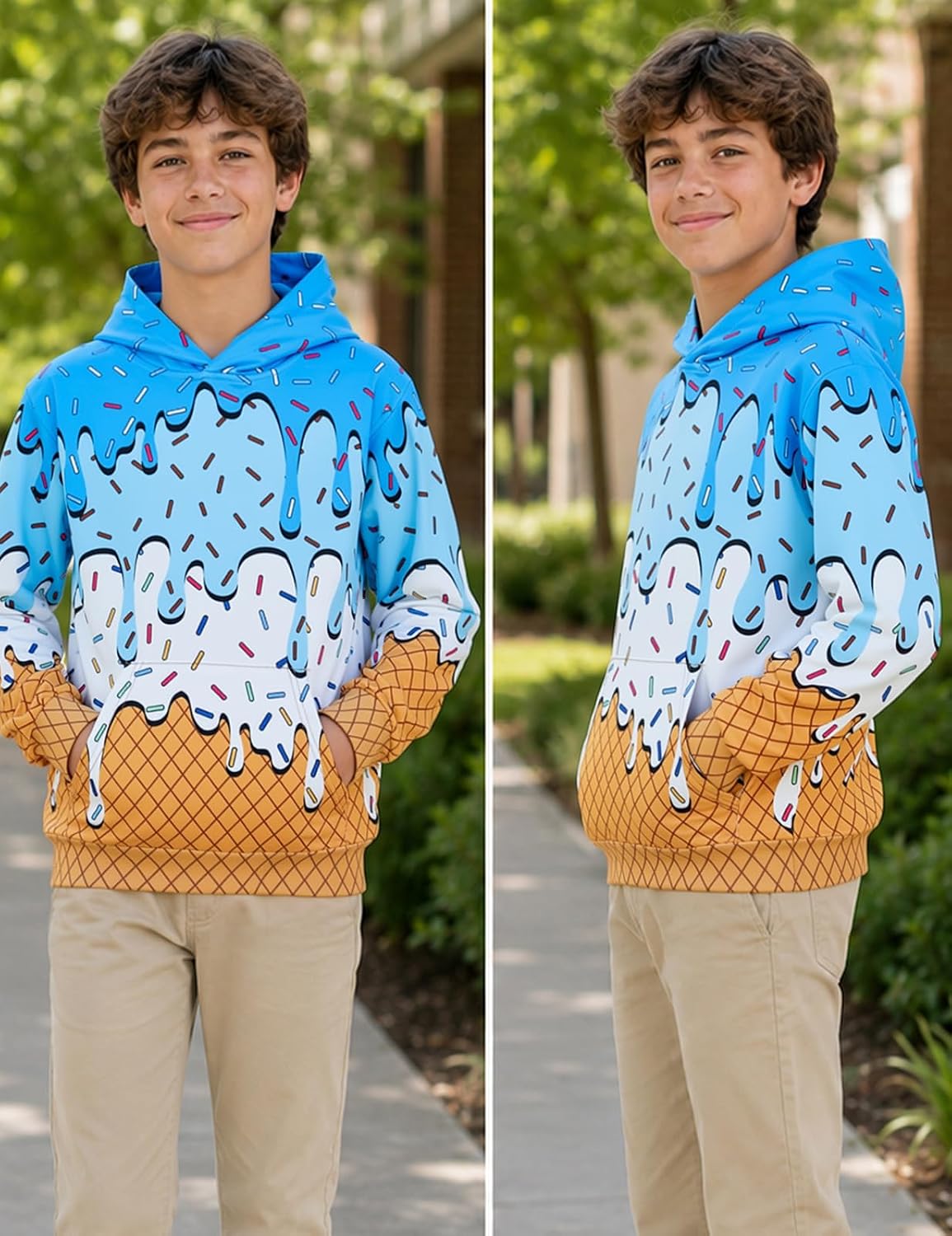 Move Dance Boys Hoodies Ice Cream Baseball Pullover Sweatshirts Size 7-16