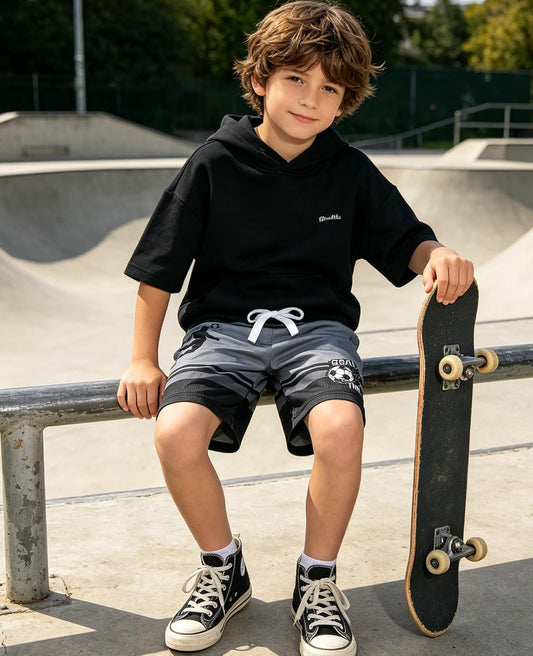 Cozople Boys Athletic Shorts Quick Dry Kids Mesh Sport Shorts with Stripes Print Breathable Basketball Shorts for 5-14 Years