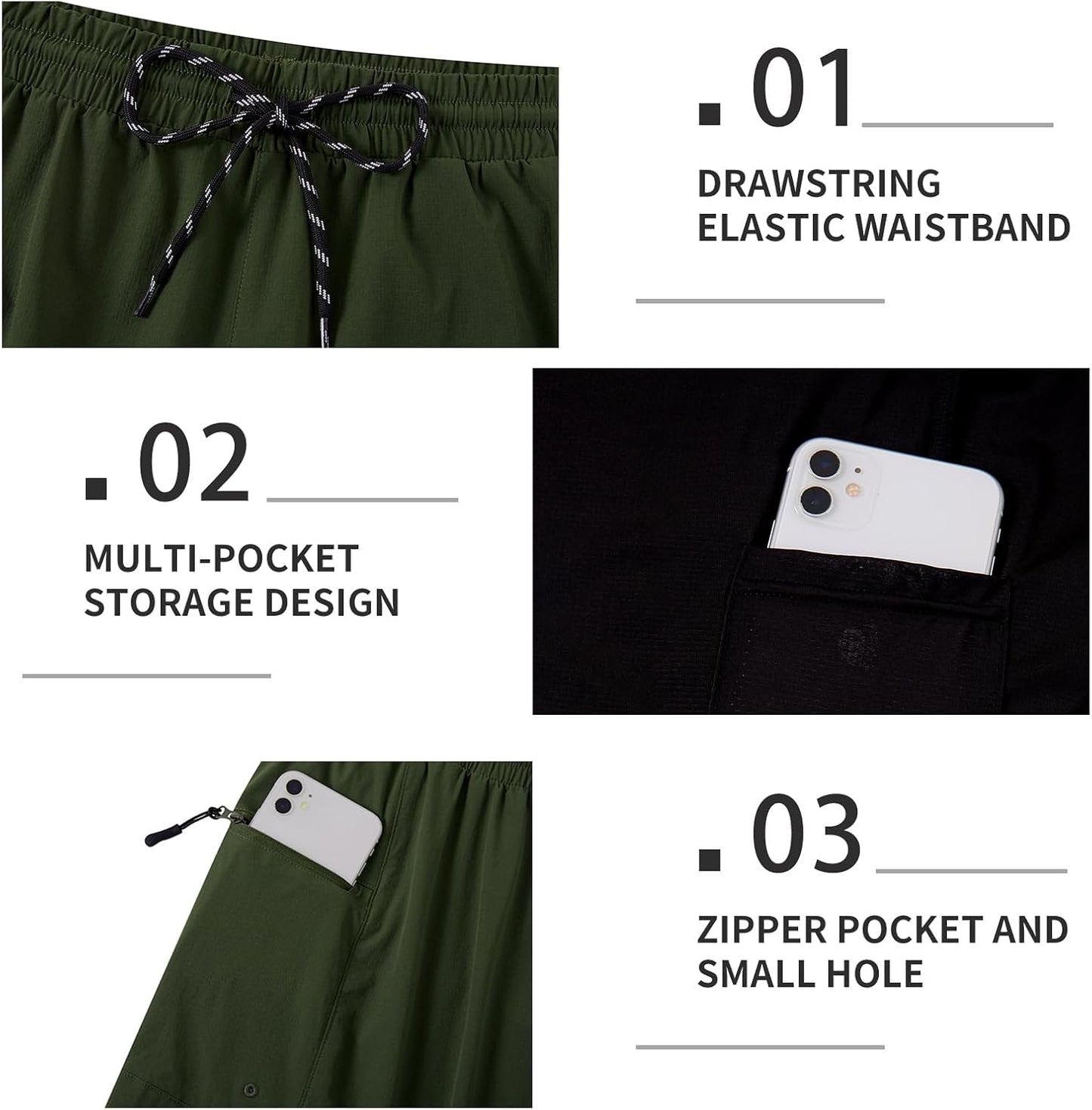 Cozople Mens Swim Trunks with Compression Liner 2-in-1 Quick Dry 9 Inch Board Shorts with Zipper Pockets