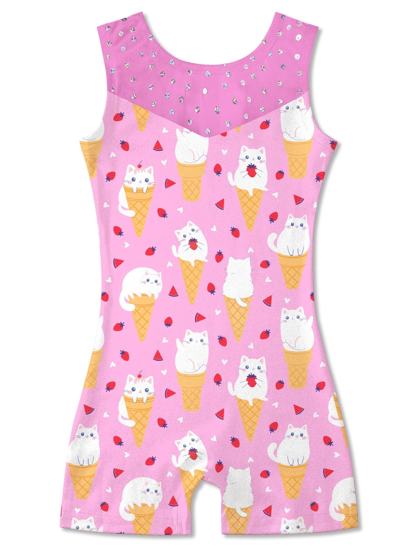Belovecol Gymnastics Leotards for Girls Sparkly Unitard with Shorts Mesh 4-Way Stretch Tumbling Outfits 2-8T