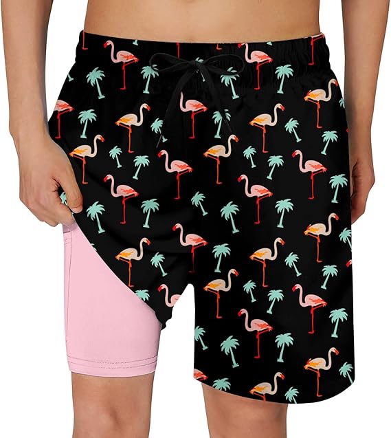 Cozople Boys Swim Trunks Compression Liner Swim Shorts Quick Dry Bathing Suit with Boxer Brief Swimwear 2-20T